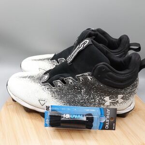 Under Armour Cleats Men 10 Football White Black Spotlight UA 3025083-001 Flaw